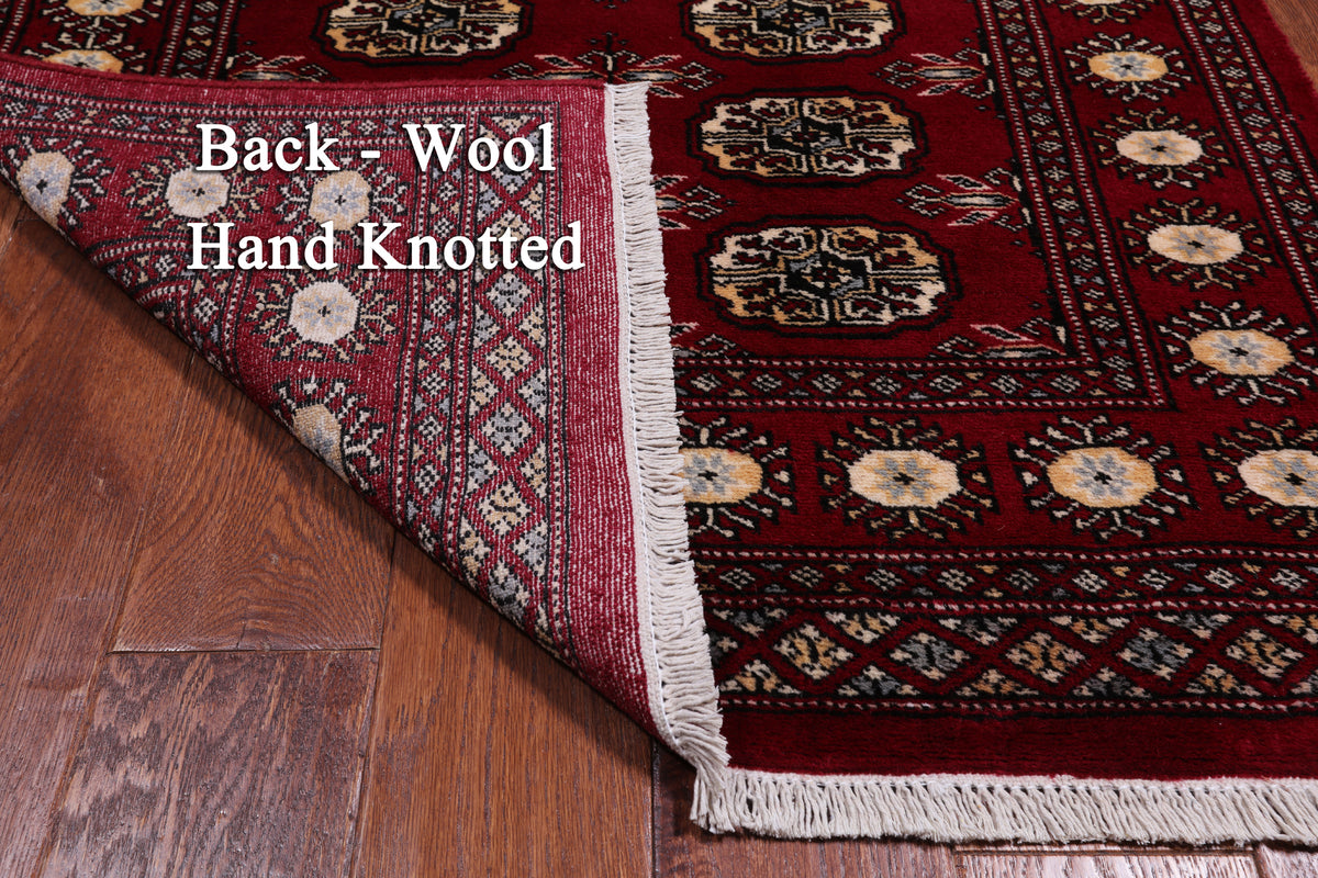 Red Bokhara Hand-Knotted Wool Rug - 3' 1" X 5' 5"