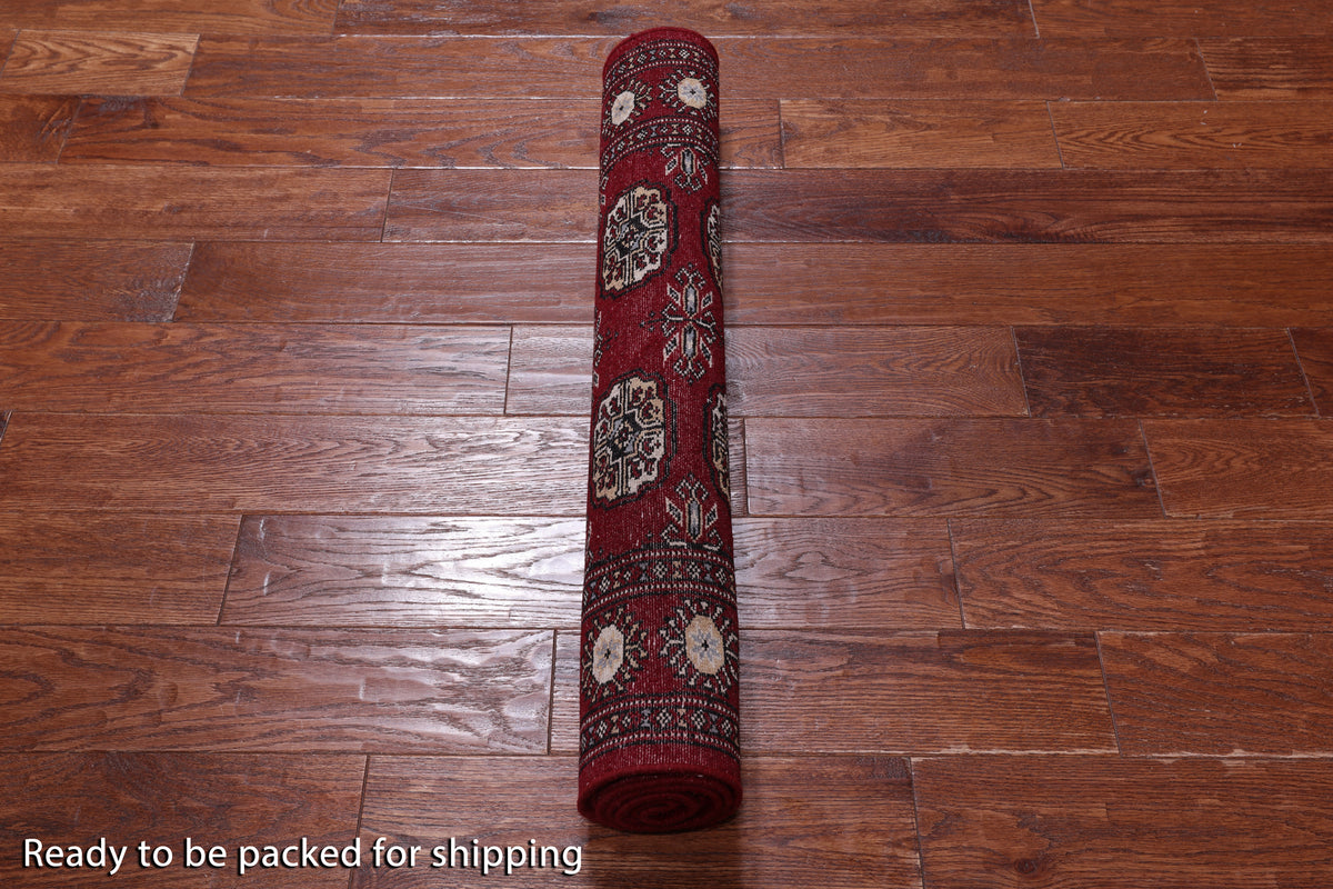 Red Bokhara Hand-Knotted Wool Rug - 3' 1" X 5' 5"