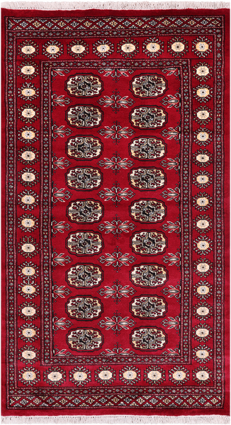 Red Bokhara Hand-Knotted Wool Rug - 3' 1" X 5' 5"
