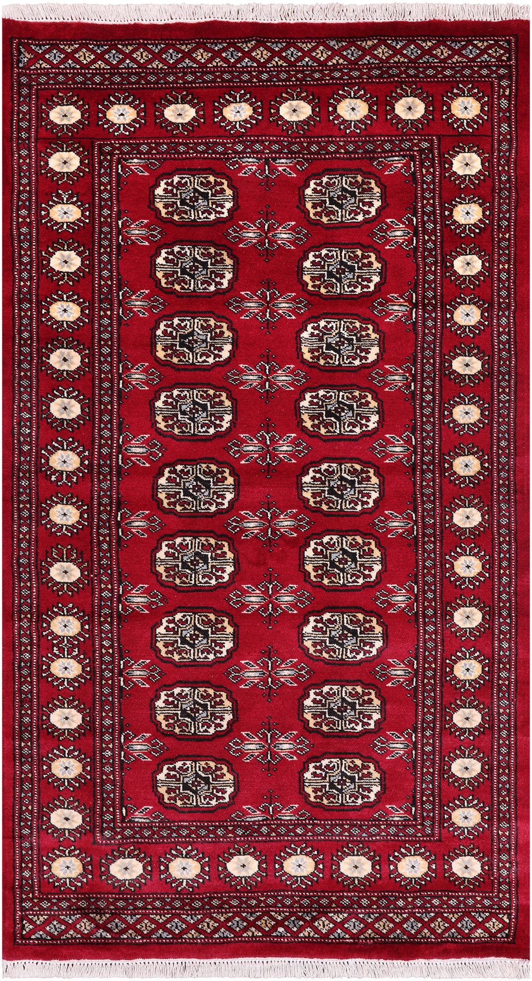 Red Bokhara Hand-Knotted Wool Rug - 3' 1" X 5' 5"