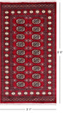 Red Bokhara Hand-Knotted Wool Rug - 3' 1" X 5' 5"