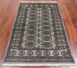 Grey Bokhara Hand-Knotted Wool Rug - 3' 1" X 5' 1"