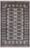 Grey Bokhara Hand-Knotted Wool Rug - 3' 1" X 5' 1"