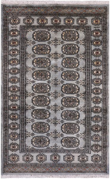 Grey Bokhara Hand-Knotted Wool Rug - 3' 1" X 5' 1"