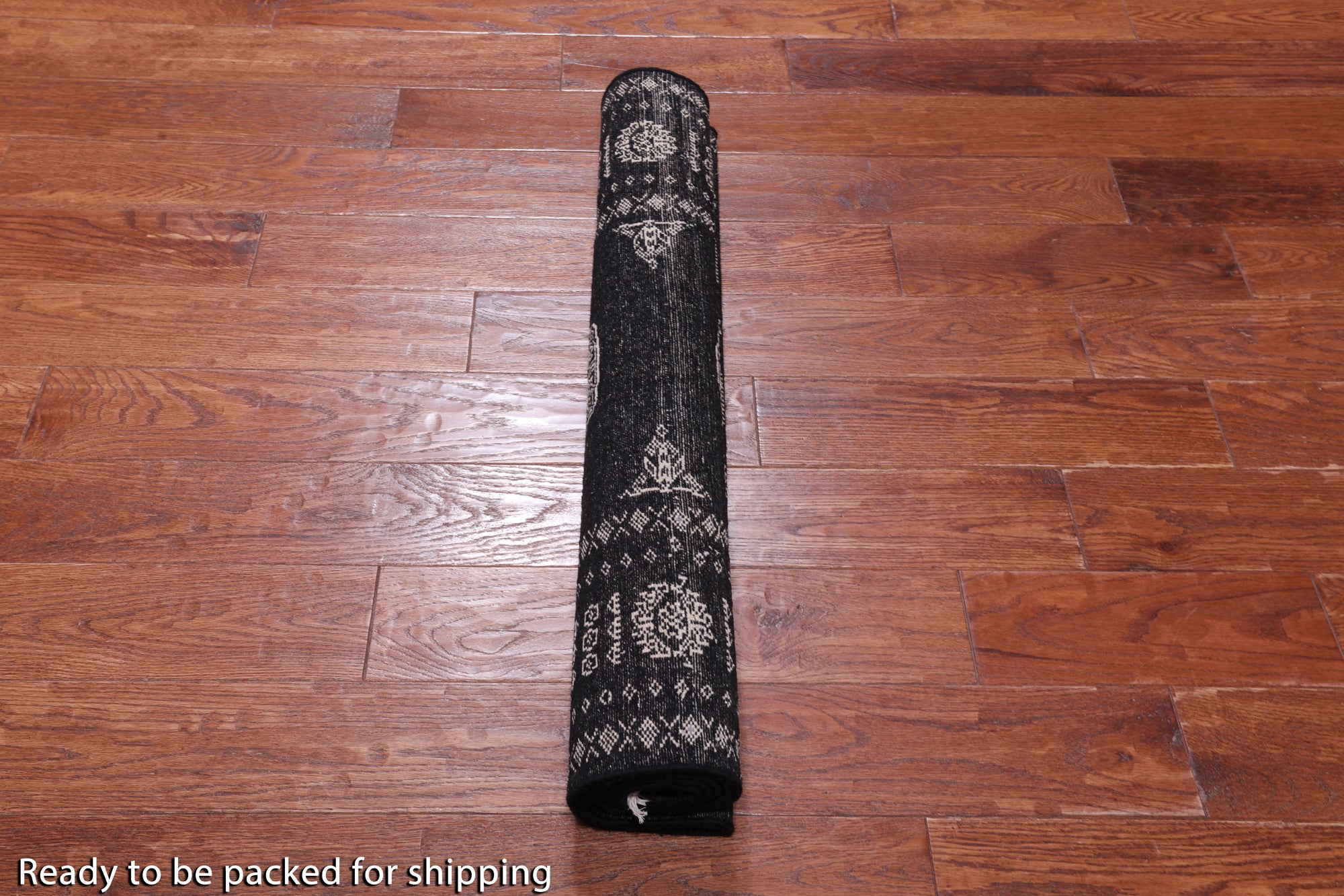 Black Bokhara Handmade Wool Rug - 2' 11" X 5' 5"