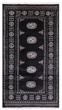Black Bokhara Handmade Wool Rug - 2' 11" X 5' 5"