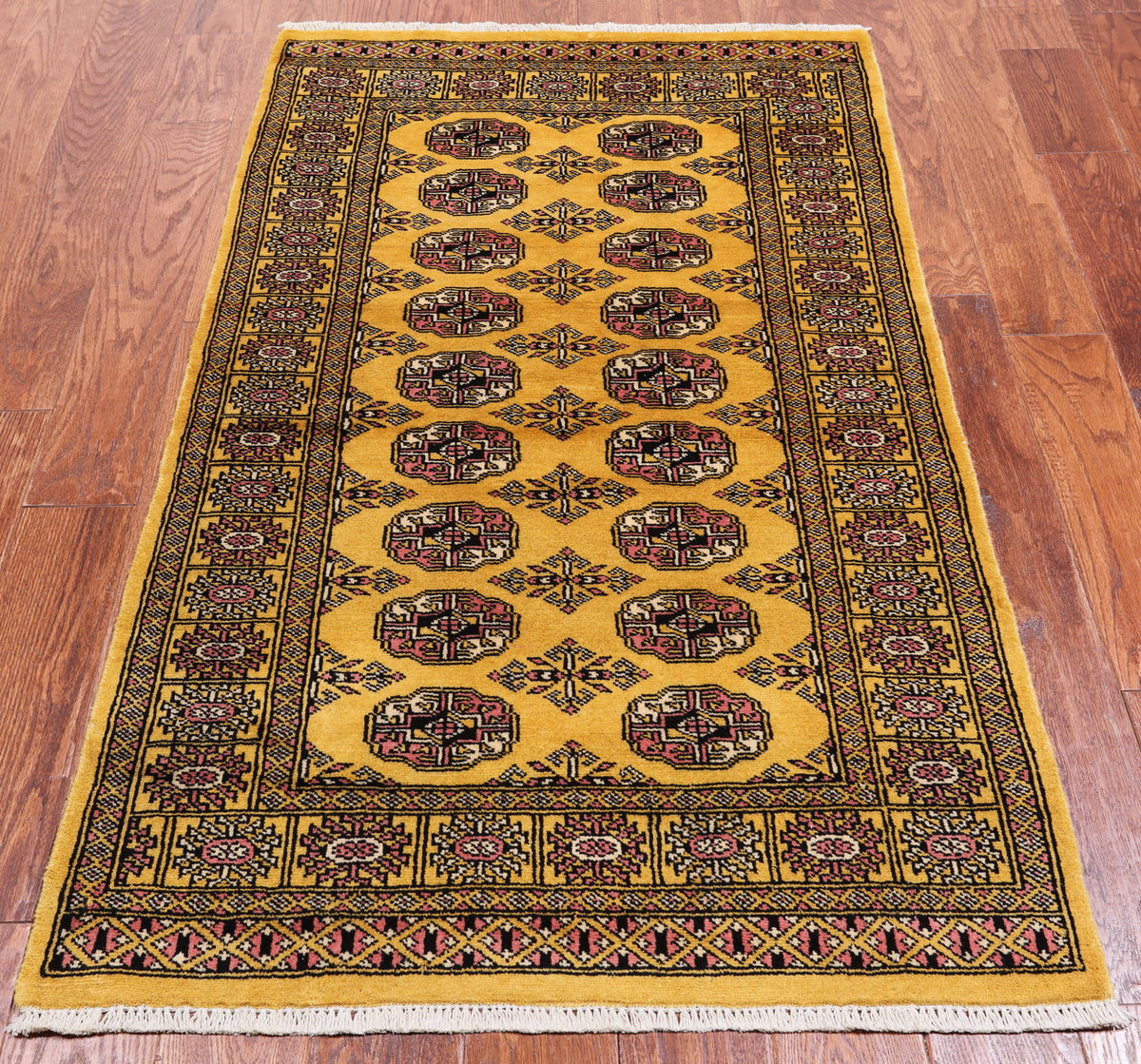 Gold Bokhara Handmade Wool Rug - 3' 0" X 5' 3"