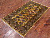 Gold Bokhara Handmade Wool Rug - 3' 0" X 5' 3"