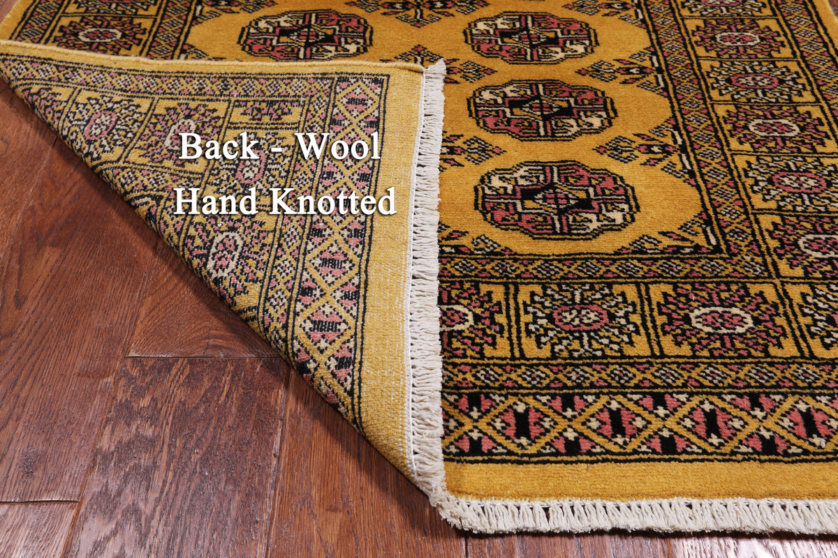 Gold Bokhara Handmade Wool Rug - 3' 0" X 5' 3"