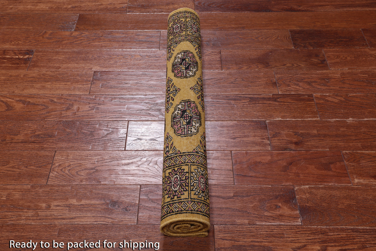 Gold Bokhara Handmade Wool Rug - 3' 0" X 5' 3"