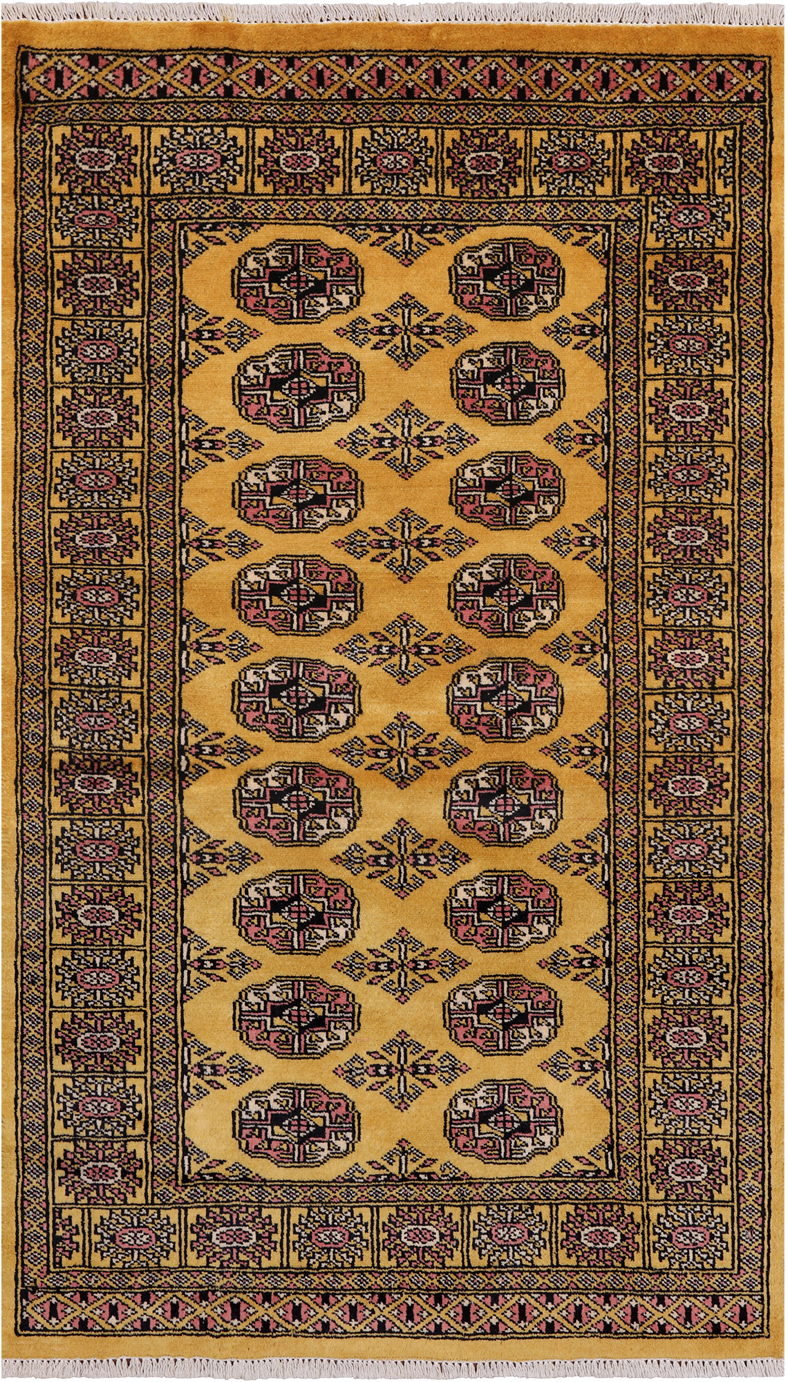 Gold Bokhara Handmade Wool Rug - 3' 0" X 5' 3"