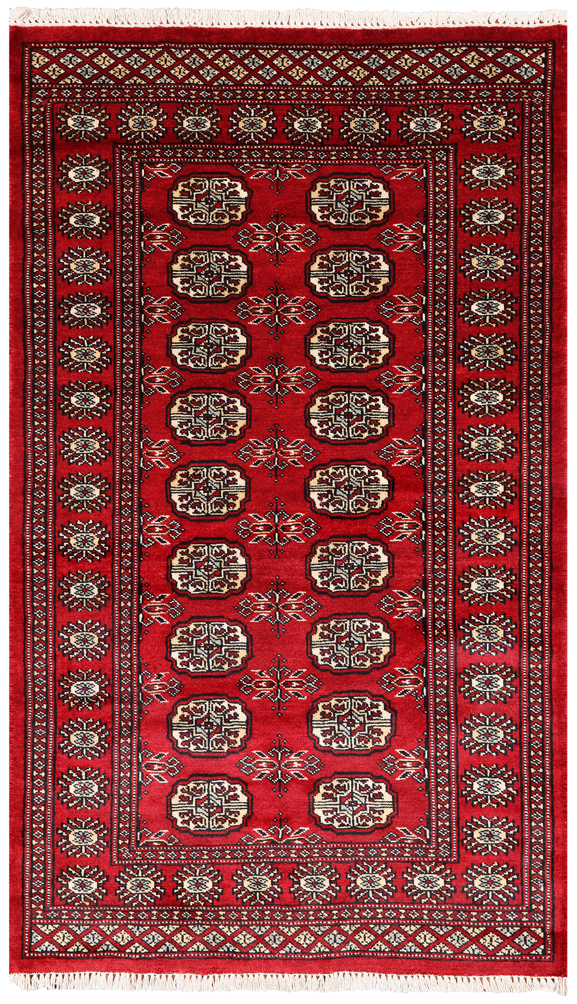Red Bokhara Handmade Wool Rug - 3' 0" X 5' 4"