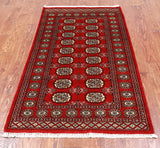 Red Bokhara Handmade Wool Rug - 3' 0" X 5' 4"