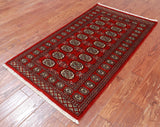Red Bokhara Handmade Wool Rug - 3' 0" X 5' 4"