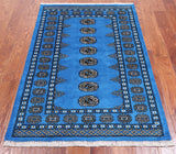Blue Bokhara Hand-Knotted Wool Rug - 3' 2" X 4' 10"