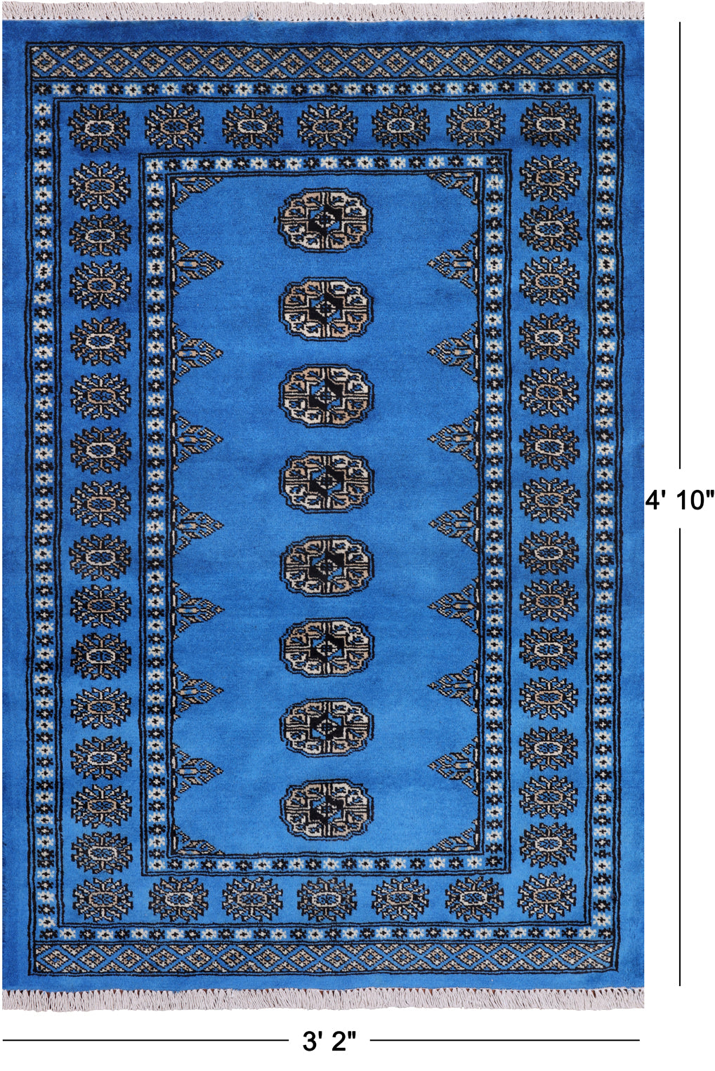 Blue Bokhara Hand-Knotted Wool Rug - 3' 2" X 4' 10"