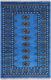 Blue Bokhara Hand-Knotted Wool Rug - 3' 2" X 4' 10"