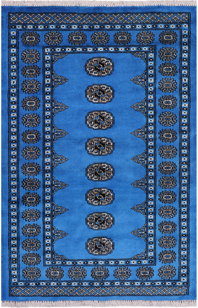 Blue Bokhara Hand-Knotted Wool Rug - 3' 2" X 4' 10"