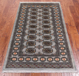 Grey Bokhara Hand-Knotted Wool Rug - 3' 0" X 5' 4"