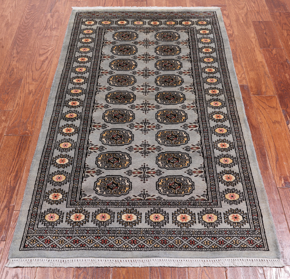Grey Bokhara Hand-Knotted Wool Rug - 3' 0" X 5' 4"