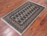 Grey Bokhara Hand-Knotted Wool Rug - 3' 0" X 5' 4"
