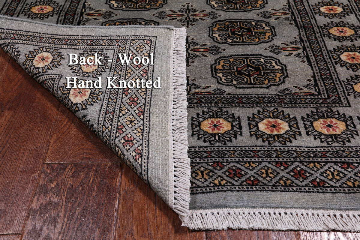 Grey Bokhara Hand-Knotted Wool Rug - 3' 0" X 5' 4"