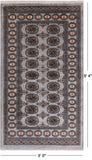 Grey Bokhara Hand-Knotted Wool Rug - 3' 0" X 5' 4"