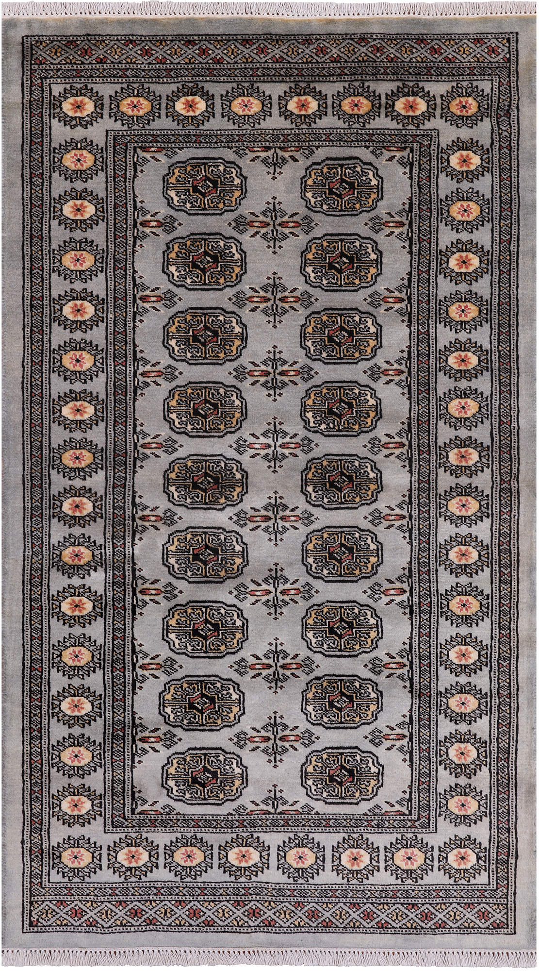 Grey Bokhara Hand-Knotted Wool Rug - 3' 0" X 5' 4"