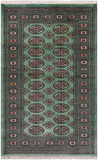 Green Bokhara Handmade Wool Rug - 3' 1" X 4' 11"