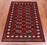 Red Bokhara Hand Knotted Wool Rug - 3' 1" X 5' 2"