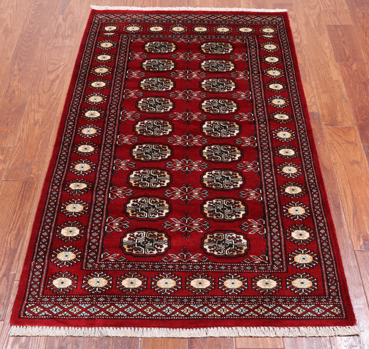 Red Bokhara Hand Knotted Wool Rug - 3' 1" X 5' 2"