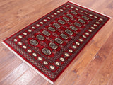 Red Bokhara Hand Knotted Wool Rug - 3' 1" X 5' 2"