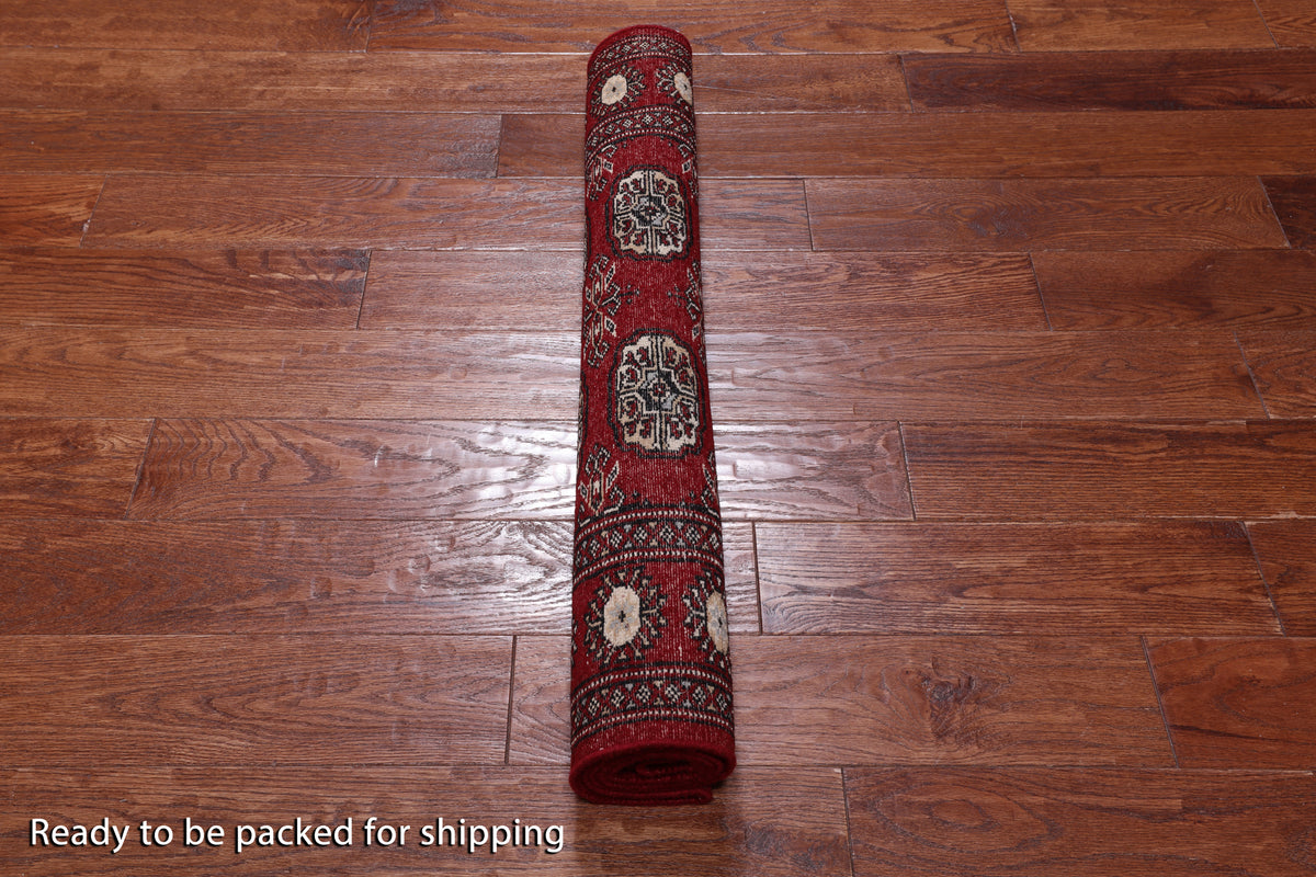 Red Bokhara Hand Knotted Wool Rug - 3' 1" X 5' 2"