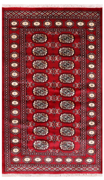 Red Bokhara Hand Knotted Wool Rug - 3' 1" X 5' 2"