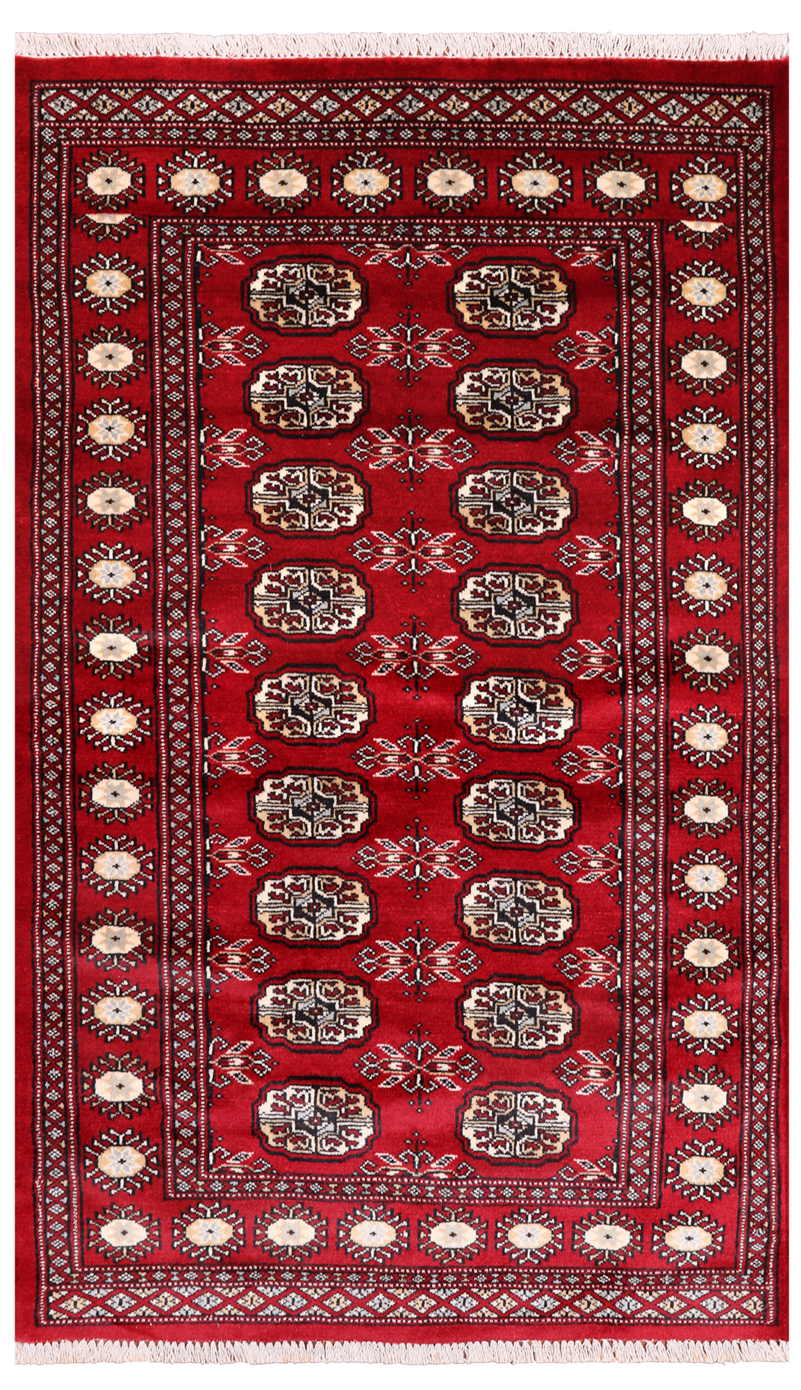 Red Bokhara Hand Knotted Wool Rug - 3' 1" X 5' 2"