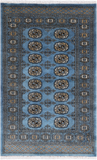 Blue Bokhara Hand-Knotted Wool Rug - 3' 1" X 4' 11"