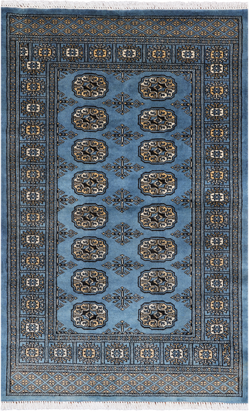Blue Bokhara Hand-Knotted Wool Rug - 3' 1" X 4' 11"