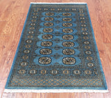 Blue Bokhara Hand-Knotted Wool Rug - 3' 1" X 4' 11"