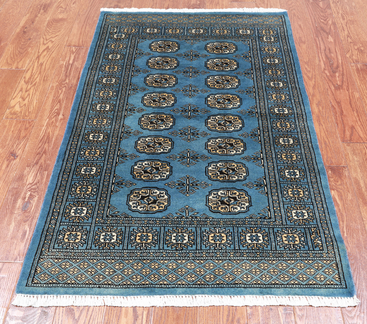 Blue Bokhara Hand-Knotted Wool Rug - 3' 1" X 4' 11"