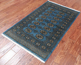 Blue Bokhara Hand-Knotted Wool Rug - 3' 1" X 4' 11"