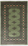 Green Bokhara Handmade Wool Rug - 3' 0" X 4' 11"