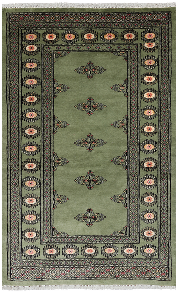 Green Bokhara Handmade Wool Rug - 3' 0" X 4' 11"