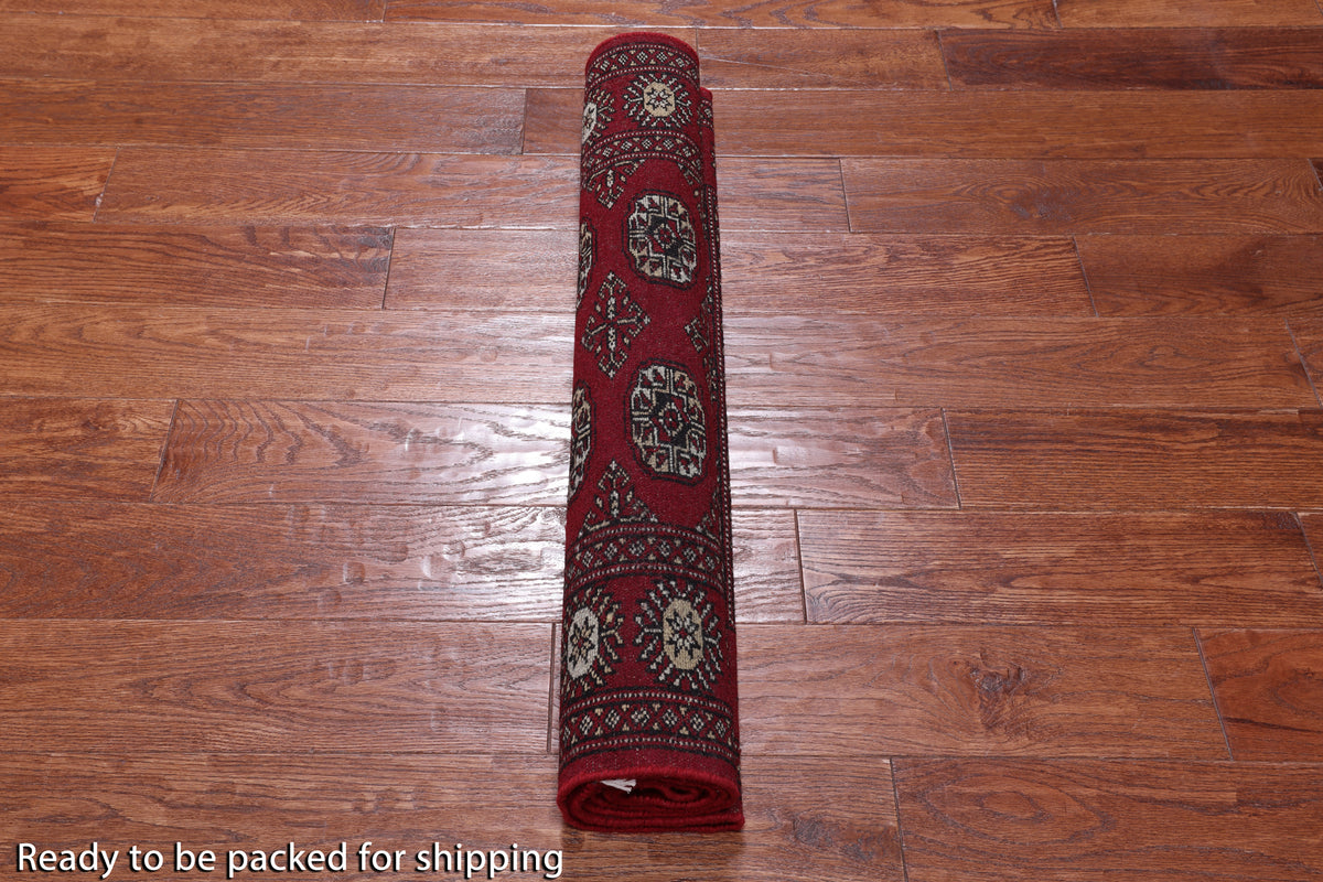 Red Bokhara Handmade Wool Rug - 3' 0" X 4' 10"