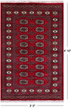 Red Bokhara Handmade Wool Rug - 3' 0" X 4' 10"