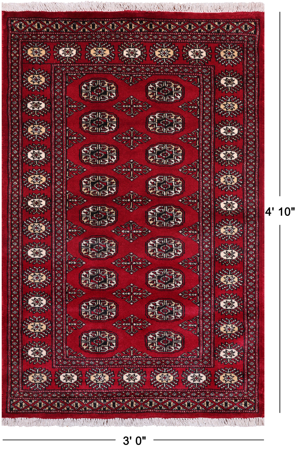 Red Bokhara Handmade Wool Rug - 3' 0" X 4' 10"