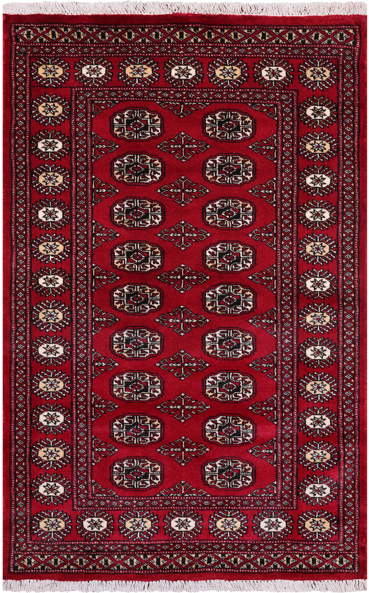 Red Bokhara Handmade Wool Rug - 3' 0" X 4' 10"