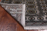 Grey Bokhara Hand Knotted Wool Rug - 3' 1" X 5' 1"