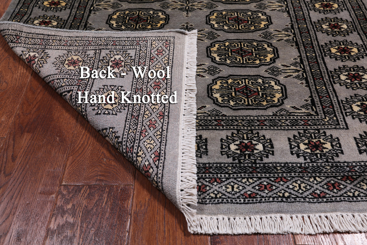 Grey Bokhara Hand Knotted Wool Rug - 3' 1" X 5' 1"