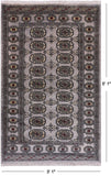 Grey Bokhara Hand Knotted Wool Rug - 3' 1" X 5' 1"