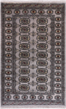 Grey Bokhara Hand Knotted Wool Rug - 3' 1" X 5' 1"